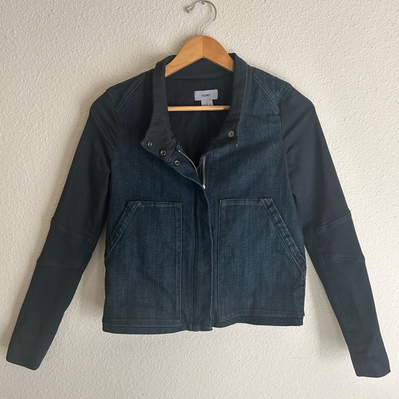 HELMUT HELMUT LANG Funnel Neck Denim Jacket in a dark wash | size small - Picture 6 of 14